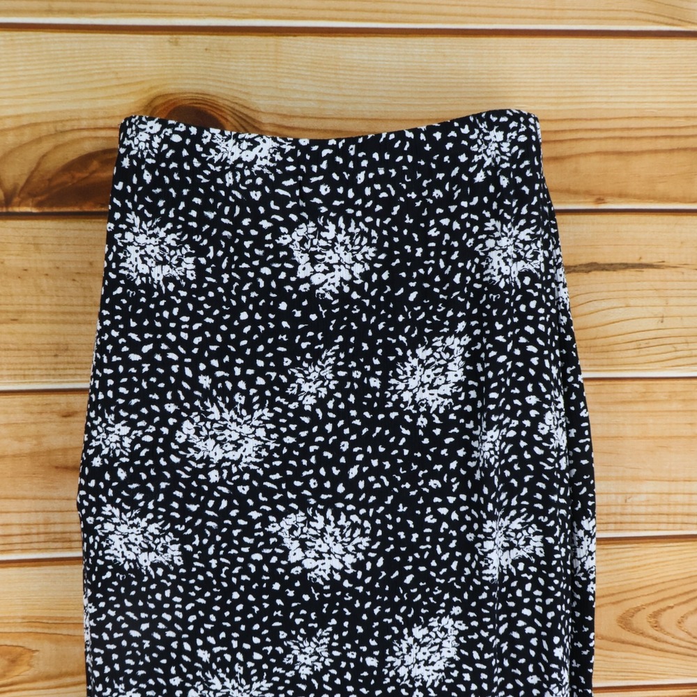 Knox Rose Wrap Skirt Womens L Black Geometric Stretch Waist Asymmetrical Hemline - Picture 4 of 7